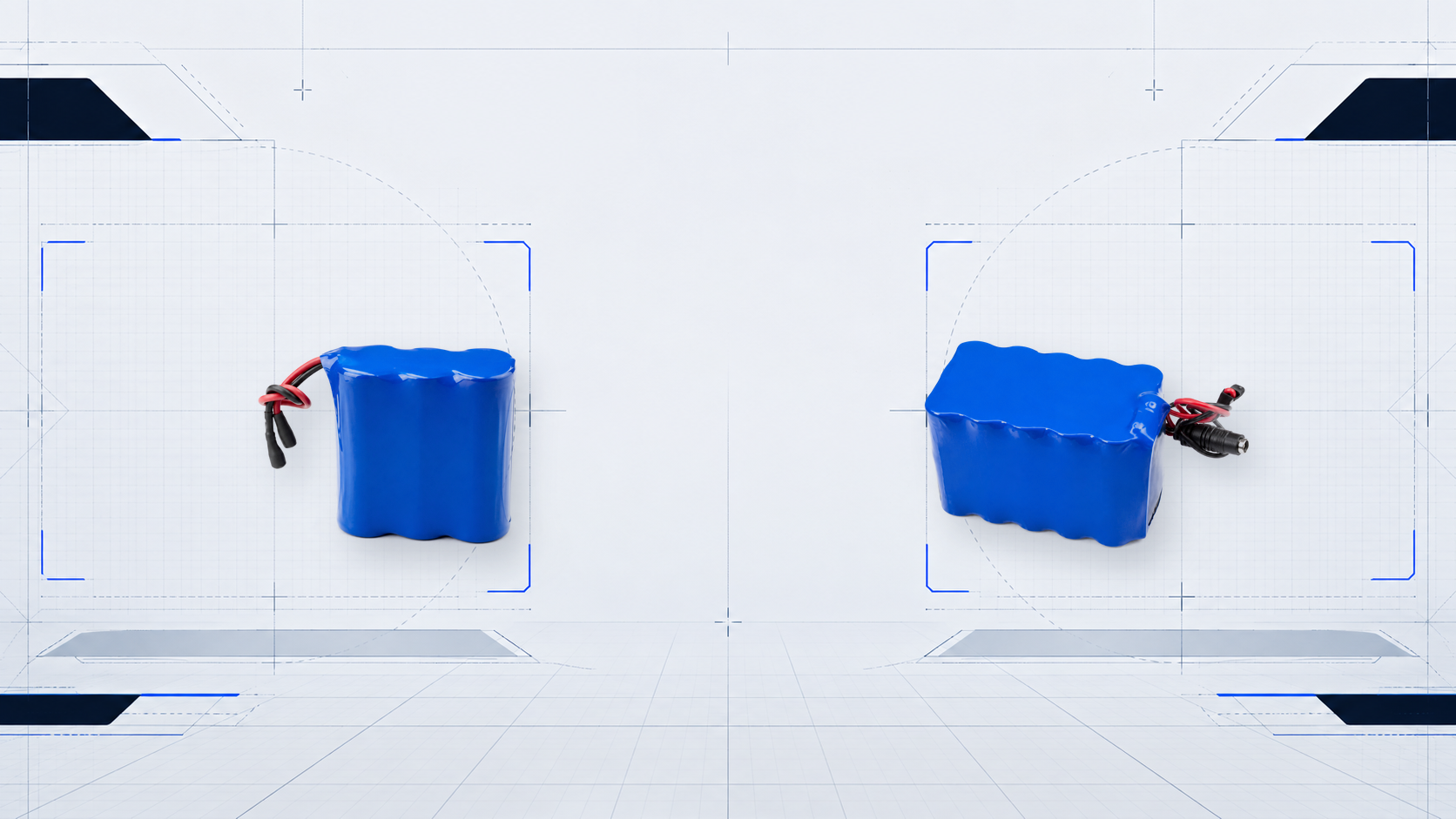 Packs de bateria 12V em composição comparativa